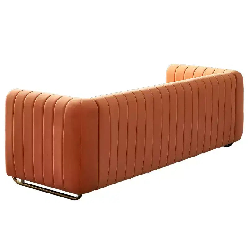 84 Modern Velvet Upholstered Sofa, 3-Seater Sofa Couch with Gold Metal Legs and Rolled Arms for Living Room, Bedroom, or Apartment-Panipeachy