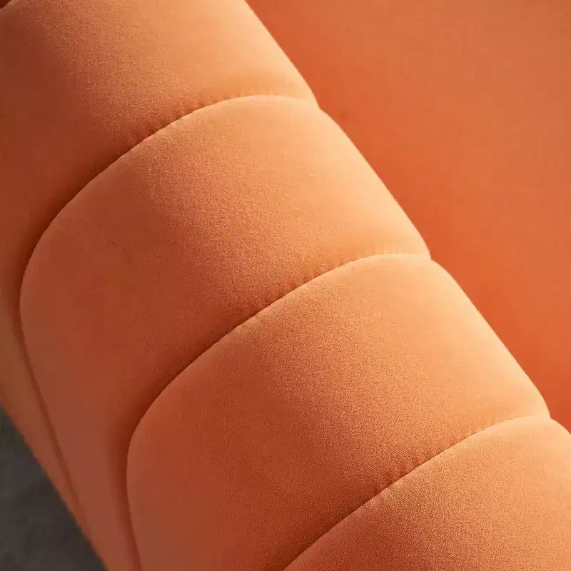 84 Modern Velvet Upholstered Sofa, 3-Seater Sofa Couch with Gold Metal Legs and Rolled Arms for Living Room, Bedroom, or Apartment-Panipeachy