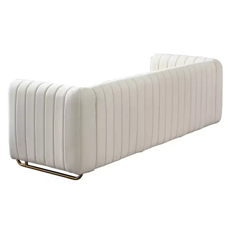 84 Modern Velvet Upholstered Sofa, 3-Seater Sofa Couch with Gold Metal Legs and Rolled Arms for Living Room, Bedroom, or Apartment-Panipeachy