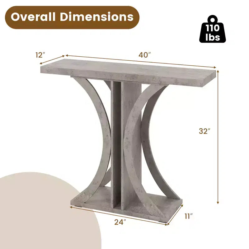 Costway Console Table 40'' Rectangular Entryway Table w/Geometric Frame for Living Room Gray