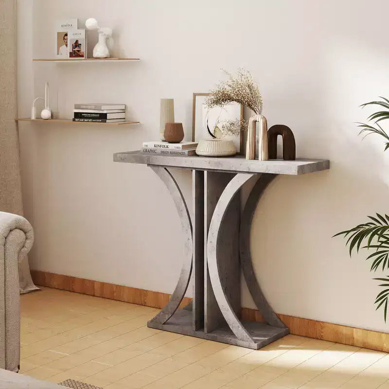 Costway Console Table 40'' Rectangular Entryway Table w/Geometric Frame for Living Room Gray