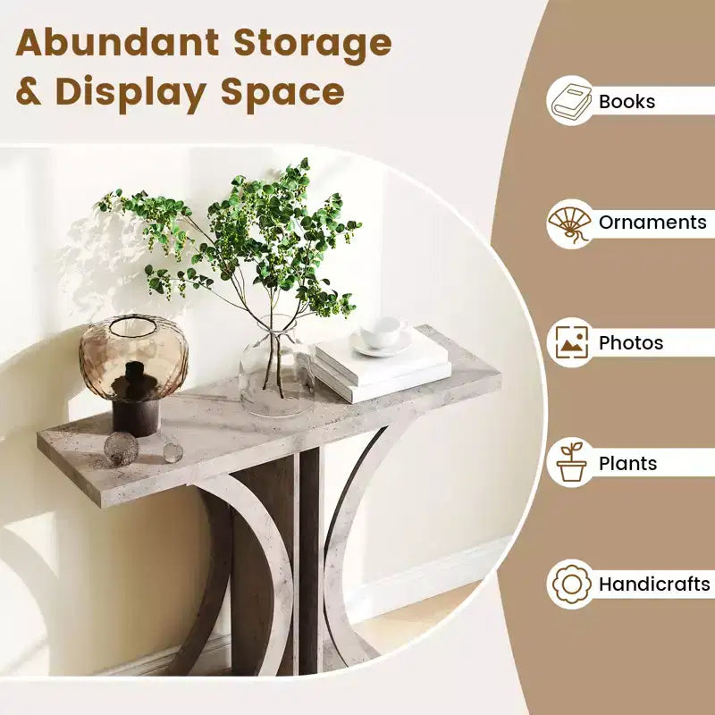 Costway Console Table 40'' Rectangular Entryway Table w/Geometric Frame for Living Room Gray