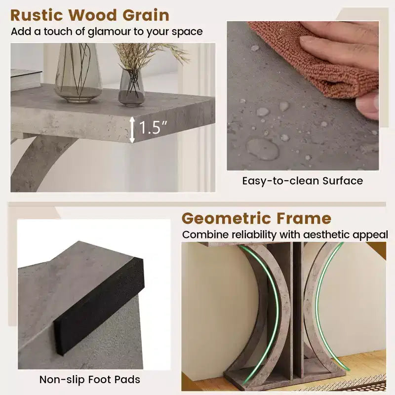 Costway Console Table 40'' Rectangular Entryway Table w/Geometric Frame for Living Room Gray