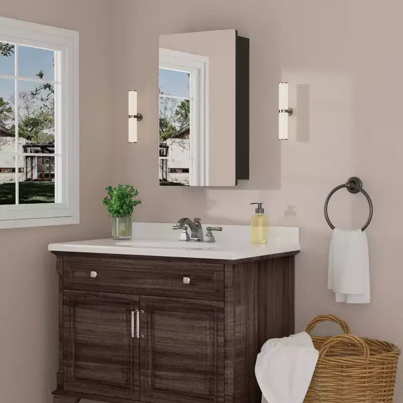 Modern Rounded Corner Metal Frame Medicine Cabinet with Mirror Door,Wall Mounted Bathroom Cabinet