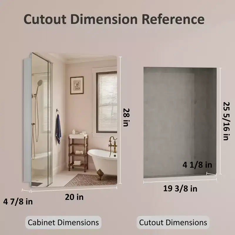Modern Rounded Corner Metal Frame Medicine Cabinet with Mirror Door,Wall Mounted Bathroom Cabinet