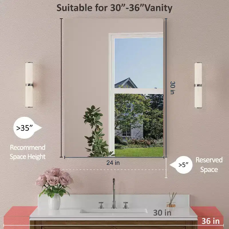 Modern Rounded Corner Metal Frame Medicine Cabinet with Mirror Door,Wall Mounted Bathroom Cabinet