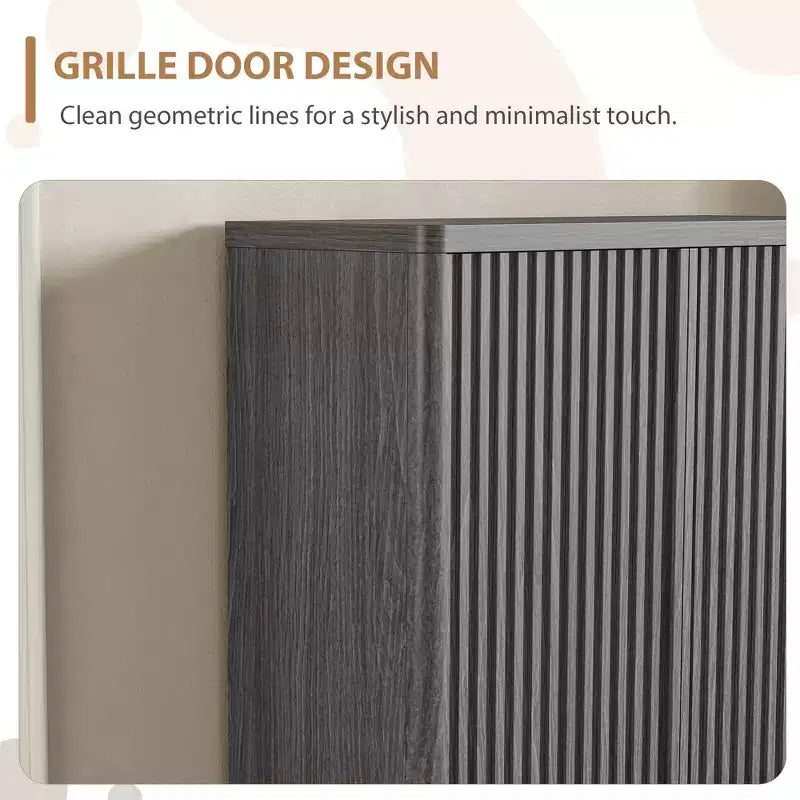 Shoe Cabinet  Modern Fluted Entryway Shoe Storage  31.5x13.8x41.3 Particleboard/MDF  Adjustable Shelves & Doors