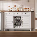 53.5 Rustic Wine Bar Cabinet  Buffet with Sliding Door, 3 Drawers, Adjustable Shelf & Removable Wine Rack for Dining Room