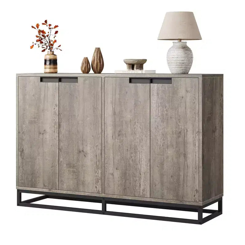 Credenza Buffet da 140 cm con Ante e Ripiani Regolabili, Mobile Contenitore da Cucina