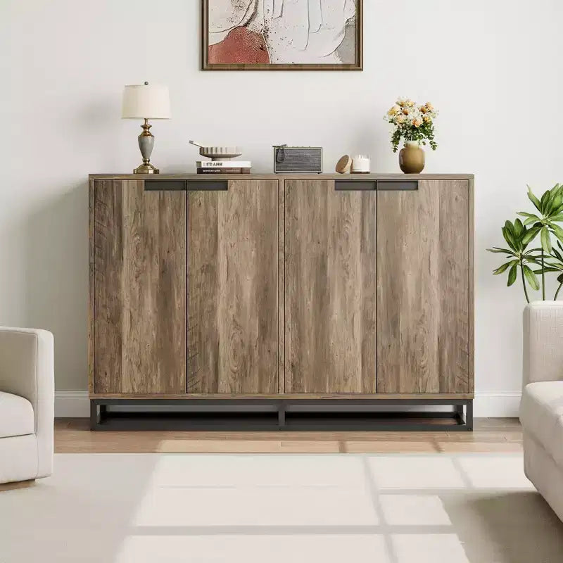 Credenza Buffet da 140 cm con Ante e Ripiani Regolabili, Mobile Contenitore da Cucina