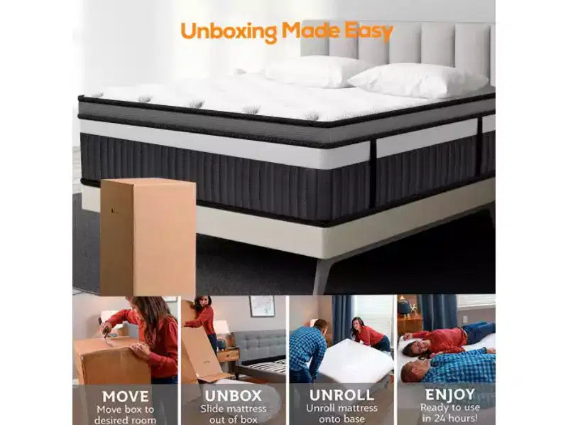 Materasso ibrido matrimoniale da 14 pollici in scatola, memory foam in gel, sonno rinfrescante, sensazione media, rivestimento traspirante, certificato CertiPUR-US