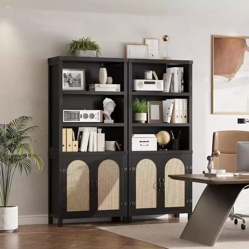 5-Tier Tall Storage Cabinet, Bookshelf Organizer for Living Room, Hallway & Entryway, Black