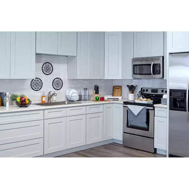 Base da Cucina Shaker 12 L x 42 A x 9 P, Telaio in Legno Massiccio, Vernice a Bassa Emissione di VOC a Base d'Acqua, RTA, Grigio Tortora