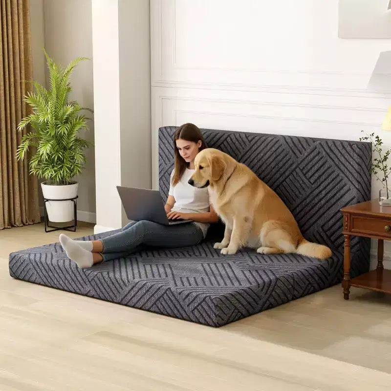 Materasso Pieghevole a Tre Ante in Memory Foam Grafite, Materasso Trifold Portatile Pieghevole, Divano Letto da Terra con Fodera Lavabile e Borsa per il Trasporto