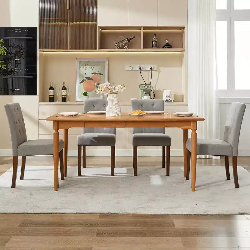 Sedie da Pranzo Imbottite Set da 2, Sedie Laterali da Cucina Moderne in Tessuto con Robuste Gambe in Legno, Design Parsons, Comodo Lino Morbido per Sala da Pranzo, Caffetteria