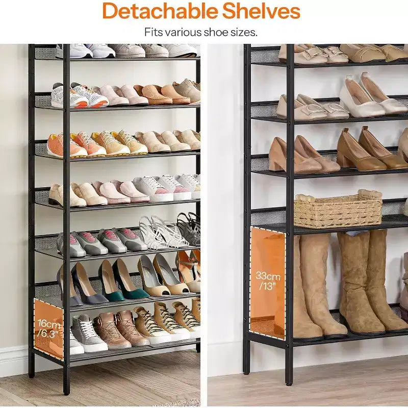 Scarpiera a 8 Ripiani, Organizzatore per Scarpe di Grande Capacità 29,5L (Contiene 21-24 Paia), Scaffale Portascarpe Salvaspazio Marrone Rustico e Nero