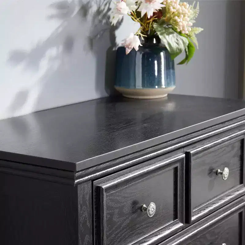 Modern 6-drawer dresser with smooth-gliding rails, anti-tipping device, for living room