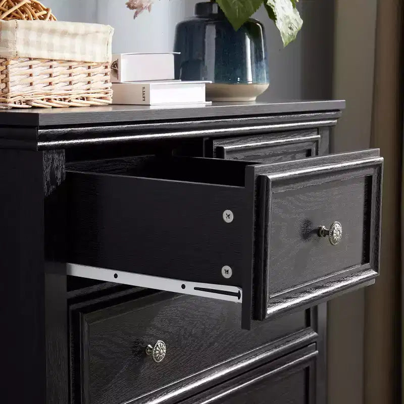 Modern 6-drawer dresser with smooth-gliding rails, anti-tipping device, for living room