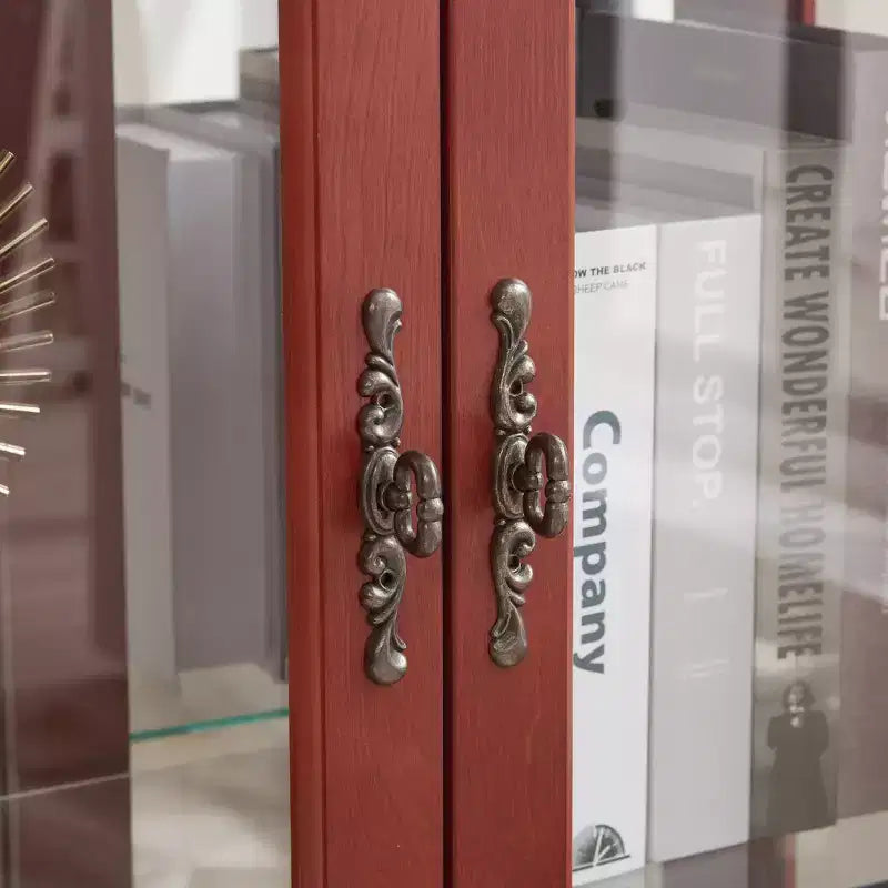 2-Door Curio Cabinet with Tempered Glass Doors, Mirrored Back Panel, Adjustable Shelves, and Light for Home Office