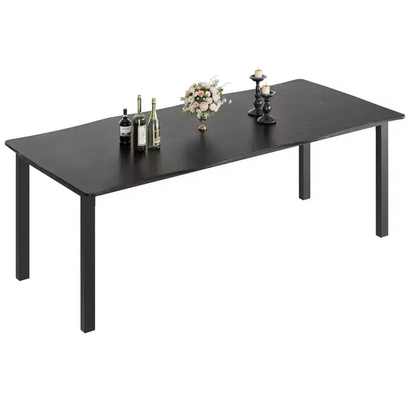 Tavolo da Pranzo per 6-8 Persone, Tavolo Rustico con Bordo Irregolare a Onda con Piano Spesso in MDF e Struttura in Metallo, Impermeabile Antigraffio