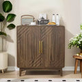 Walnut Buffet Sideboard with 2 Carved Doors and Adjustable Shelf for Living Room Kitchen Dining Room