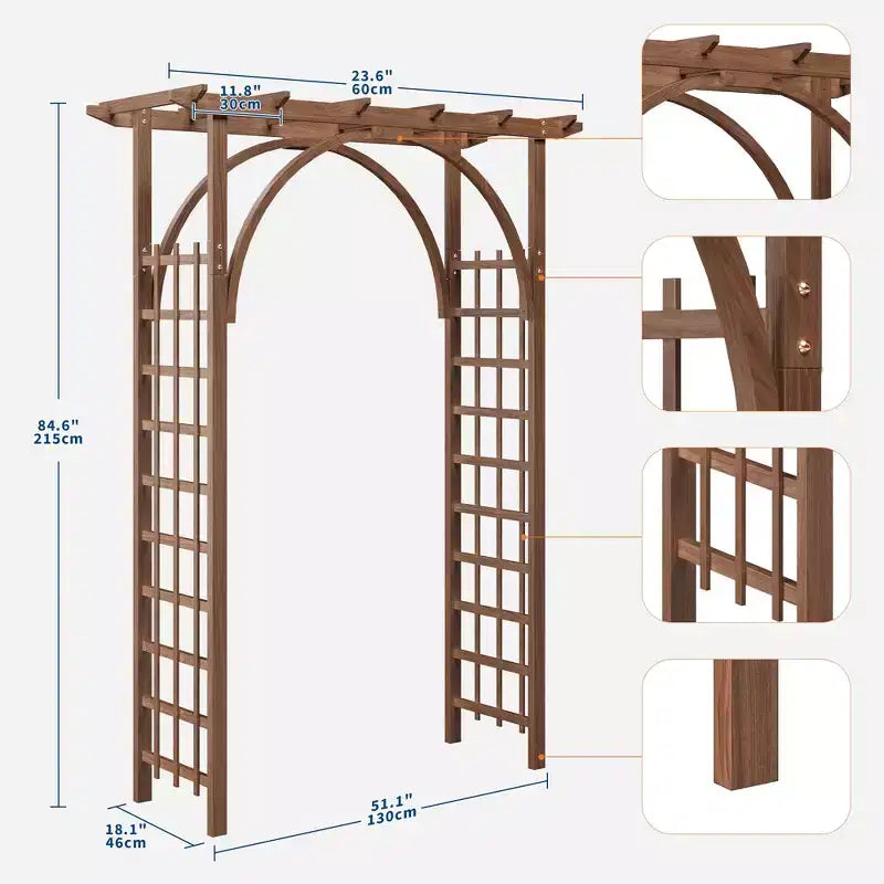 Traliccio Ad Arco Da Giardino In Legno Robusto 85 - Pergola Esterna Per Piante Rampicanti, Matrimoni/Patio/Prato/Cortile, Facile Montaggio