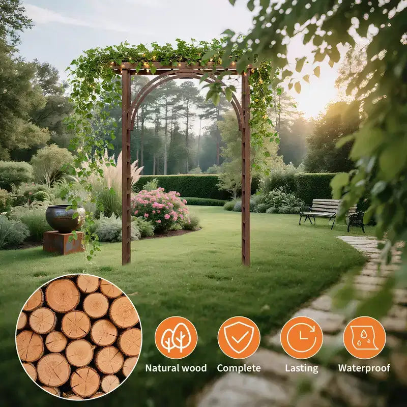 Traliccio Ad Arco Da Giardino In Legno Robusto 85 - Pergola Esterna Per Piante Rampicanti, Matrimoni/Patio/Prato/Cortile, Facile Montaggio