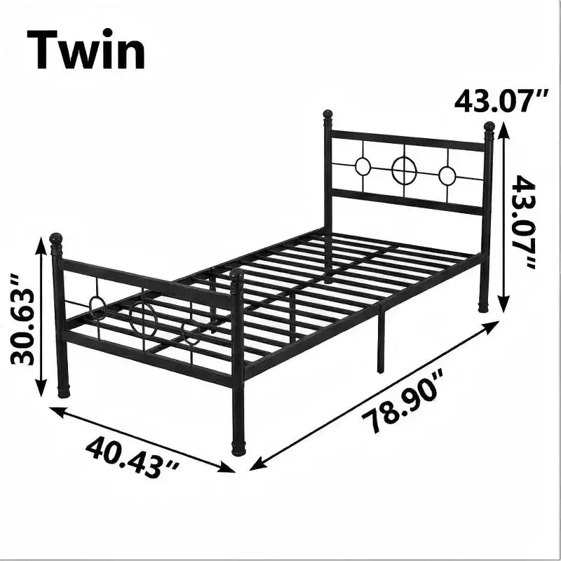 Struttura Letto in Metallo con Testiera, Base Letto a Piattaforma in Metallo, Nessuna Rete a Molle Necessaria, Senza Rumore, Facile Montaggio