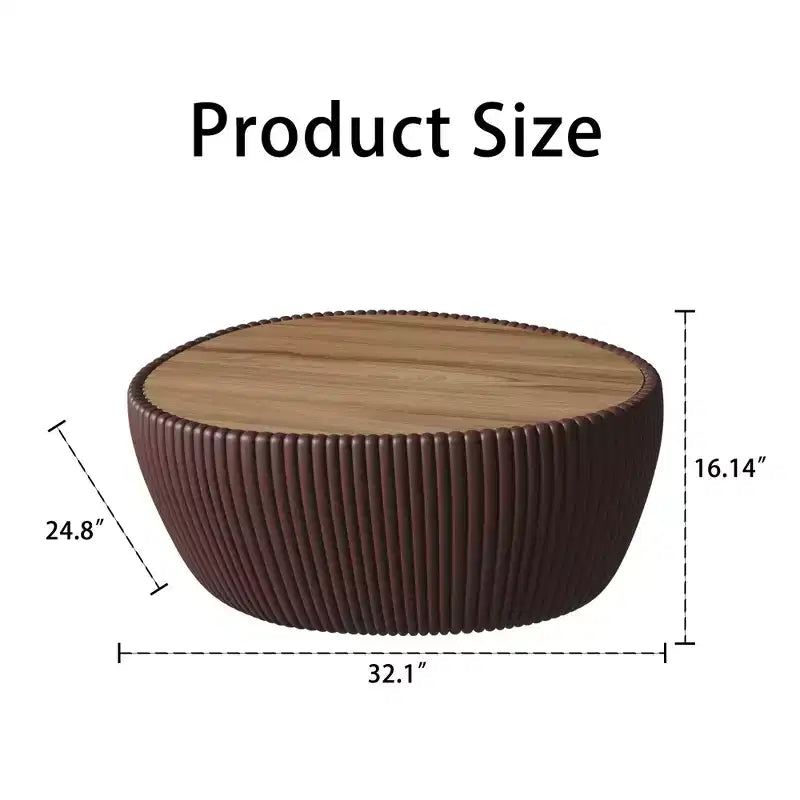 Table basse en cuir en forme d'œuf d'oie avec plateau en pierre sintérisée et motif unique