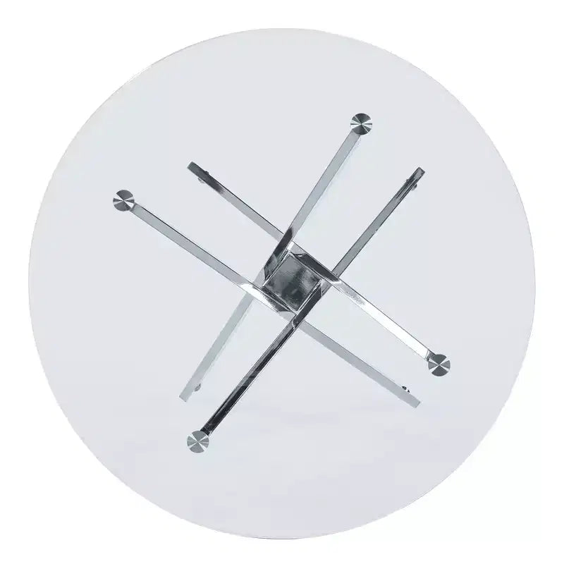 Dining Table with Cross Metal Leg and Tempered Glass Top, Modern Space-Saving Design for Kitchen or Living Room