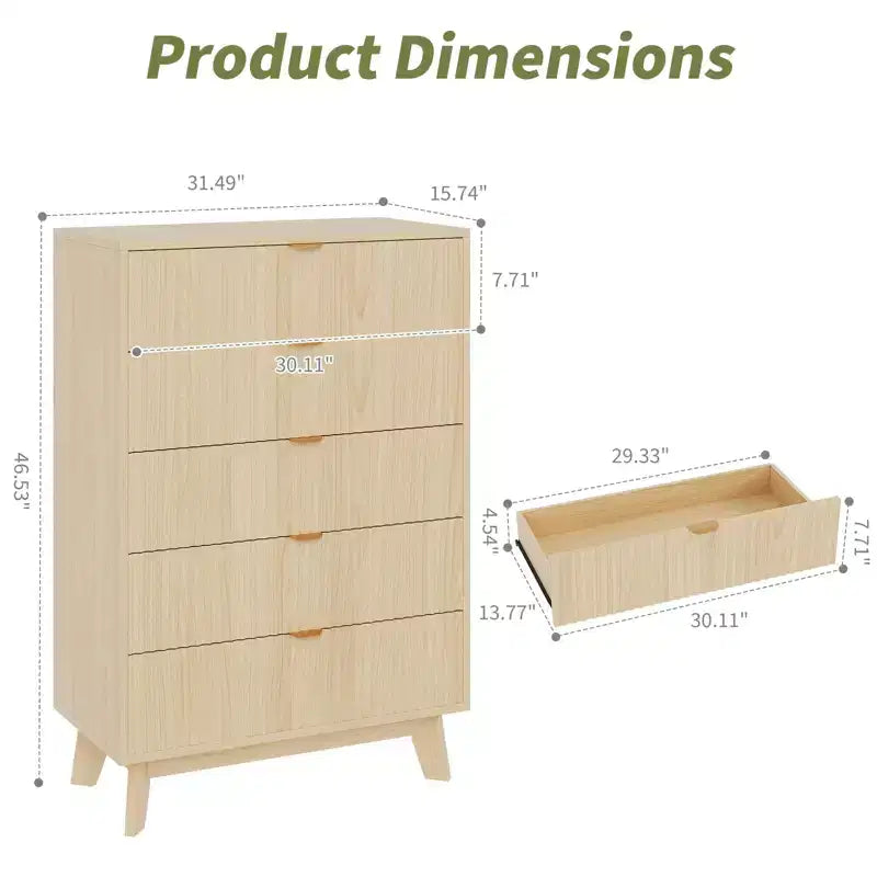 Comò a 3 cassetti, comò moderno di metà secolo alto 81 cm, comodino scanalato Waveform, organizer in legno per cassetti per camera da letto e soggiorno