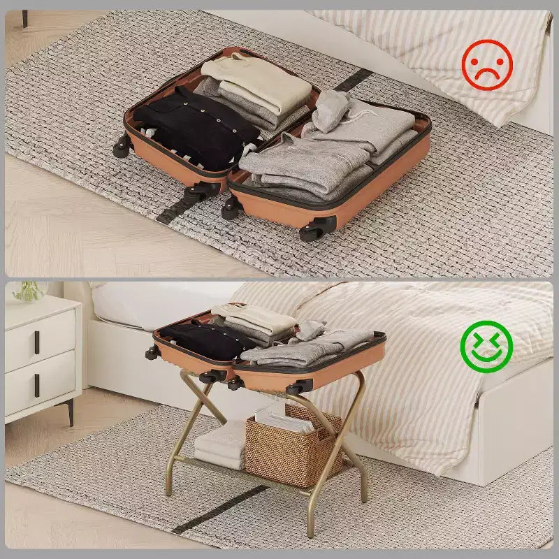 Portavaligie per camera degli ospiti, pieghevole con ripiano per scarpe