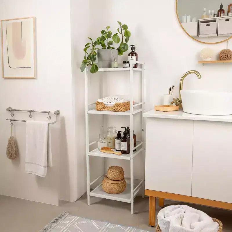 Scaffale portaoggetti in metallo a 3/4 ripiani, autoportante, salvaspazio, per cucina, bagno, camera da letto, soggiorno, ufficio