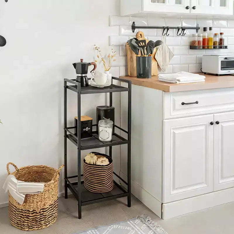 Scaffale portaoggetti in metallo a 3/4 ripiani, autoportante, salvaspazio, per cucina, bagno, camera da letto, soggiorno, ufficio