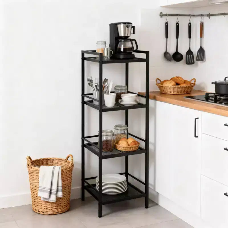 Scaffale portaoggetti in metallo a 3/4 ripiani, autoportante, salvaspazio, per cucina, bagno, camera da letto, soggiorno, ufficio
