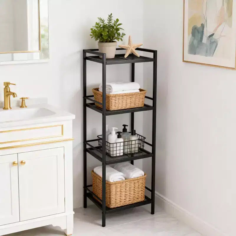 Scaffale portaoggetti in metallo a 3/4 ripiani, autoportante, salvaspazio, per cucina, bagno, camera da letto, soggiorno, ufficio