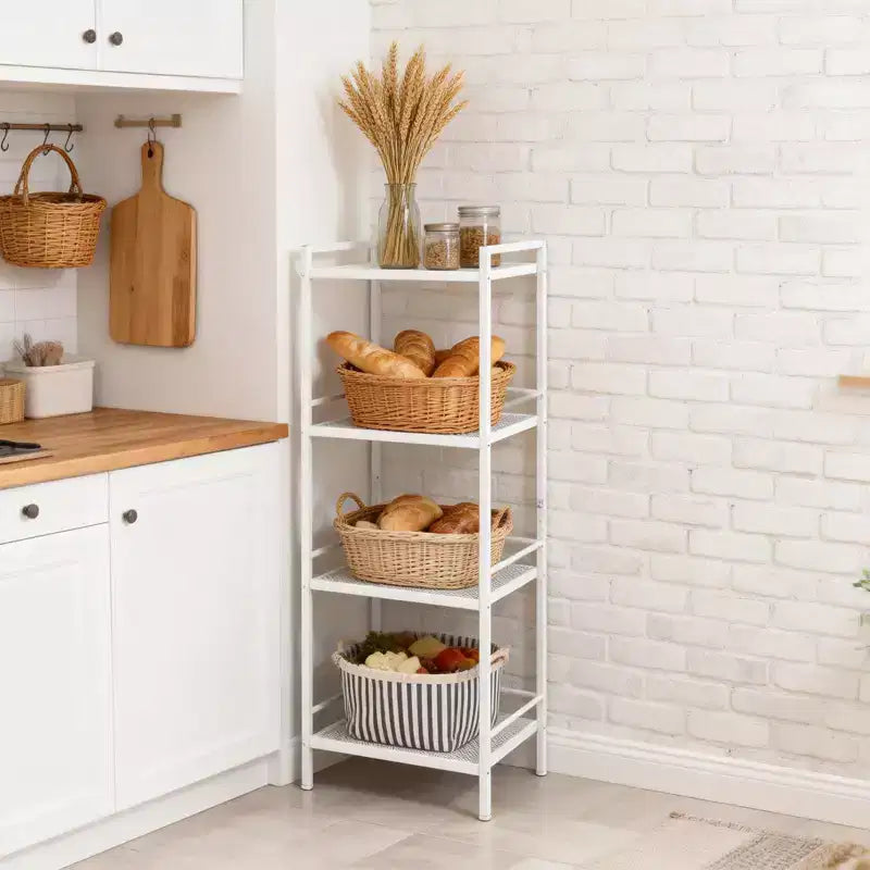 Scaffale portaoggetti in metallo a 3/4 ripiani, autoportante, salvaspazio, per cucina, bagno, camera da letto, soggiorno, ufficio