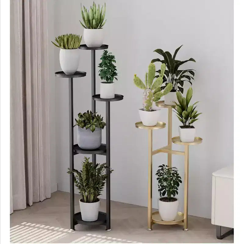 Tall Multilayer Metal Plant Shelf for Indoor Corner with Non-Slip Feet, Heavy-Duty Multi-Tier Stand for Living Room, Balcony, Patio