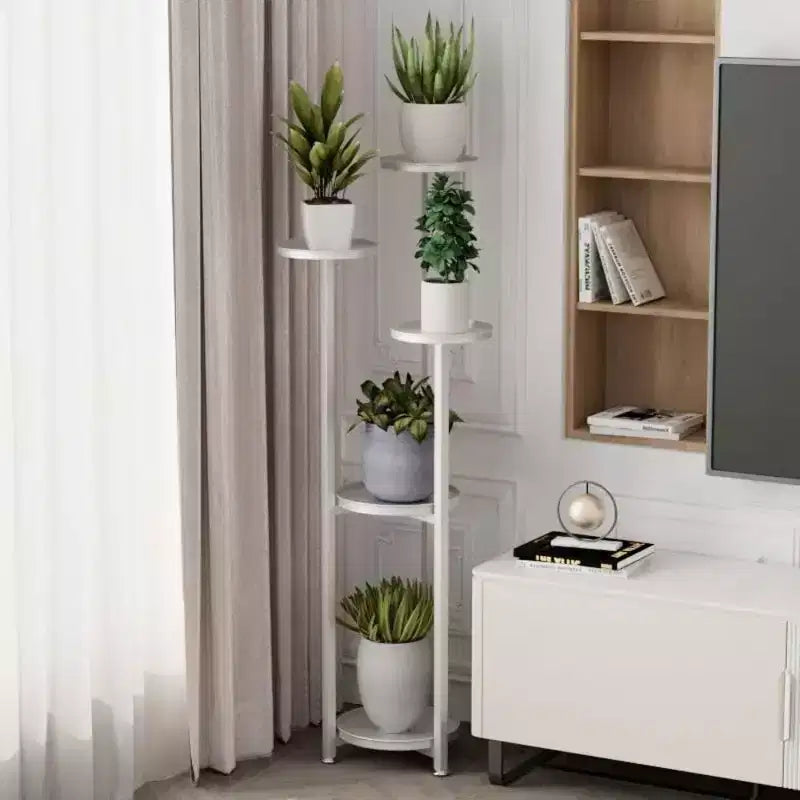 Tall Multilayer Metal Plant Shelf for Indoor Corner with Non-Slip Feet, Heavy-Duty Multi-Tier Stand for Living Room, Balcony, Patio