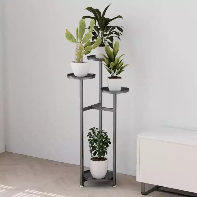 Tall Multilayer Metal Plant Shelf for Indoor Corner with Non-Slip Feet, Heavy-Duty Multi-Tier Stand for Living Room, Balcony, Patio