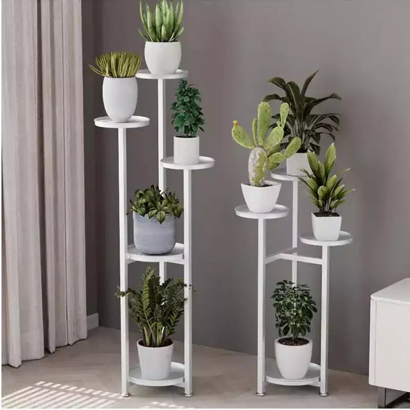 Tall Multilayer Metal Plant Shelf for Indoor Corner with Non-Slip Feet, Heavy-Duty Multi-Tier Stand for Living Room, Balcony, Patio