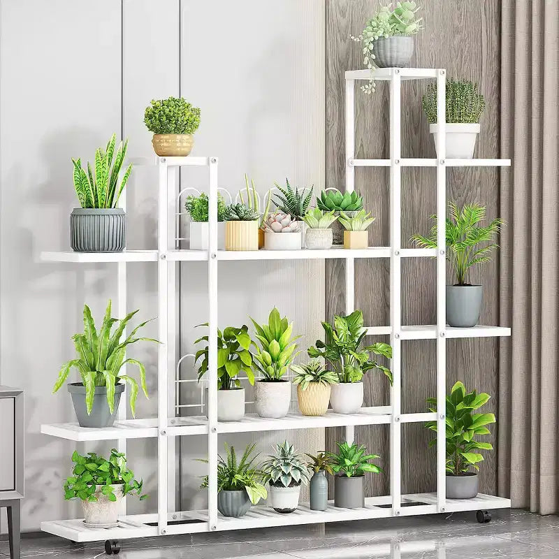 Plant Stand, Flower Plants Shelf Stand, Tall Plant Stand With Wheels, Multi-Tier Planter Pot Holder Flower Stand for Living Room Balcony Garden