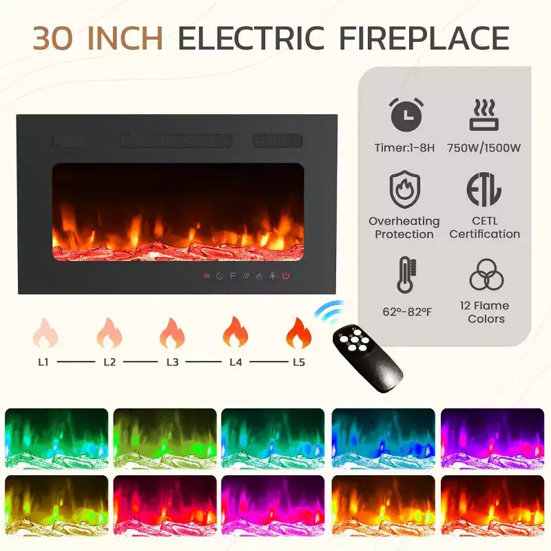 EROMMY 78 Fireplace Tv Stand With Fireplace For Tvs Up To 90, Farmhouse Tv Stand With Large Storage Space, Led Lights & Adjustable Shelves