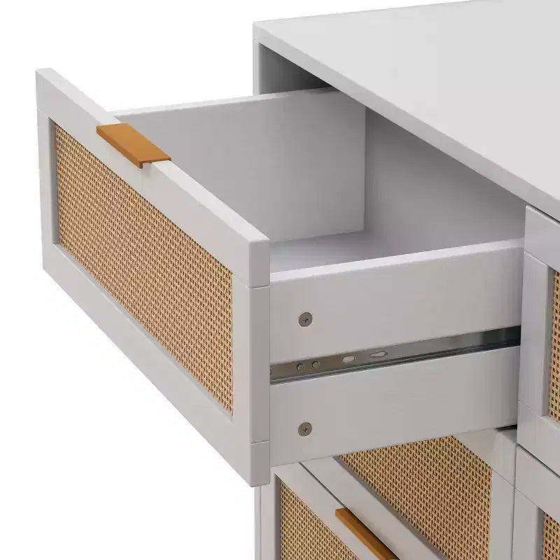 JVNOXK 43.316-Drawers Rattan Storage Cabinet Rattan Drawer,for Bedroom,Living Room,White