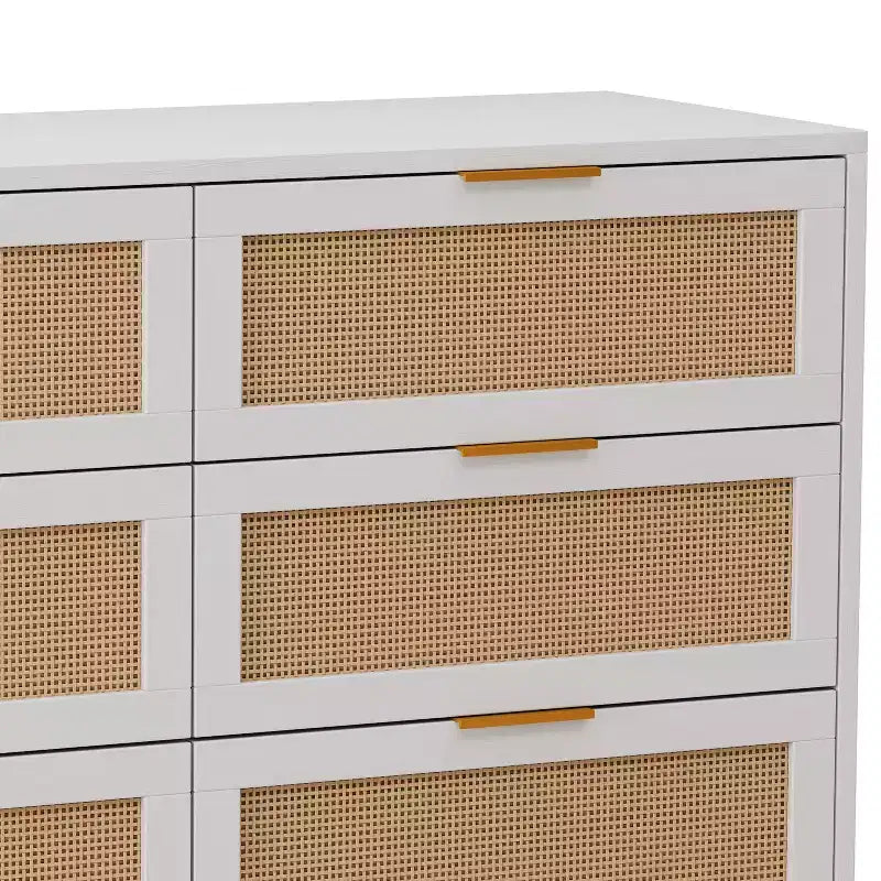 JVNOXK 43.316-Drawers Rattan Storage Cabinet Rattan Drawer,for Bedroom,Living Room,White