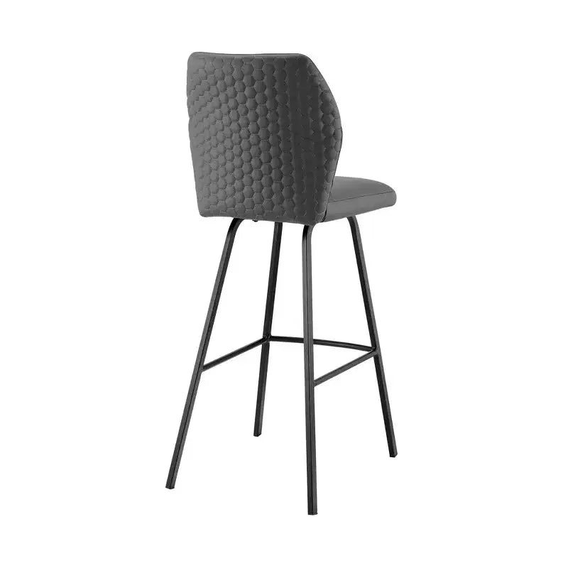 HomeRoots 26 Gray And Black Faux Leather And Iron Counter Height Bar Chair