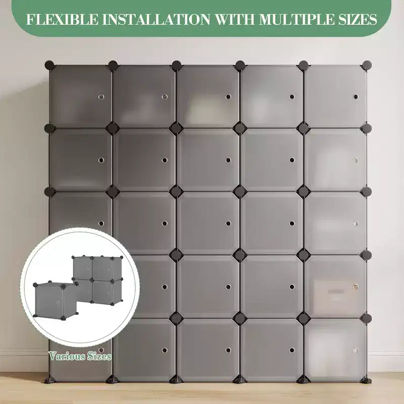 Modular Shoe Rack, Space-saving, 12 Stackable Cubes with Doors, 4-tier Stackable Portable Shoe Organizer, for Bedroom, Living Room