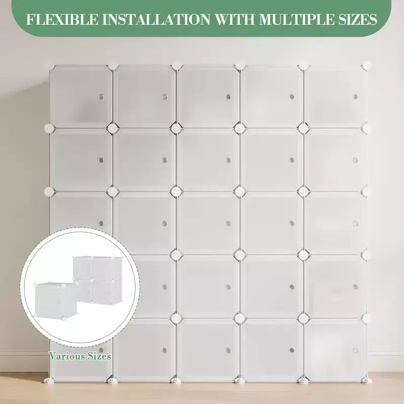 Modular Shoe Rack, Space-saving, 12 Stackable Cubes with Doors, 4-tier Stackable Portable Shoe Organizer, for Bedroom, Living Room