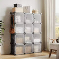 Modular Shoe Rack, Space-saving, 12 Stackable Cubes with Doors, 4-tier Stackable Portable Shoe Organizer, for Bedroom, Living Room