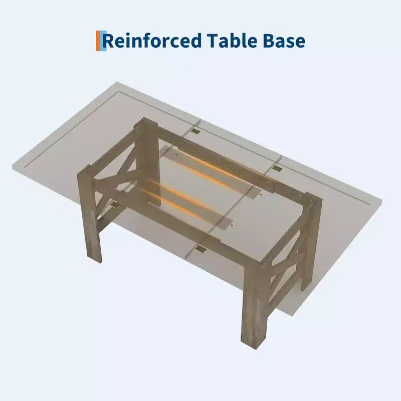 71 Farmhouse Dining Table for 6-8, Rectangular Wooden Kitchen Table with a Sturdy Trestle Base for Family Gatherings